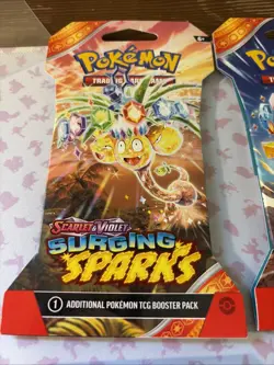 Pokemon TCG Surging Sparks Sleeved pokemon Booster Packs Sealed Lot Of 4. - Image 3