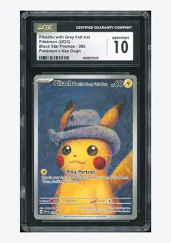 Pokemon CGC 10 GEM Pikachu with Grey Felt Hat Promo 2023 #085 SVP Van Gogh ENG - Image 1