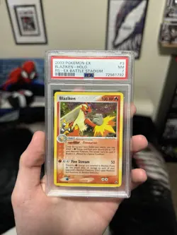 Pokemon 2003 Ruby & Sapphire EX Battle Blaziken Holo Rare Card 3/109 PSA 7 NM - Image 1