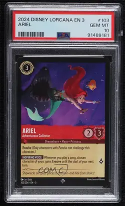 2023 Lorcana - Into The Inklands 3 Ariel Adventurous Collector PSA 10 GEM MT - Image 1