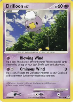 Drifloon 46/130 Diamond and Pearl Uncommon Normal Pokemon TCG - Image 1