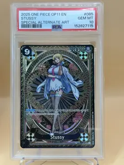 2025 ONE PIECE OP11-A FIST OF DIVINE SPEED SPECIAL ALTERNATE ART STUSSY PSA 10 - Image 1