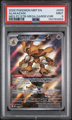 2025 POKEMON MEP EN-ME BLACK STAR PROMO #009 ALAKAZAM PSA 9 - Image 1