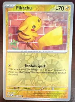 Pokemon Pikachu SV05: Temporal Forces 051/162 Reverse Holo HP 70 Random Spark - Image 1