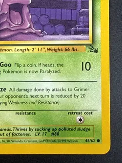 1999 Pokemon Fossil 1st Edition Grimer #48/62 - Image 4