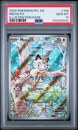 Meowth PSA 10 Illustration Rare *Phantasmal Flames* #106 Pokemon - Image 1