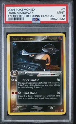 2004 POKEMON EX TEAM ROCKET RETURNS #7 DARK MAROWAK-REVERSE FOIL PSA 9 MINT - Image 1