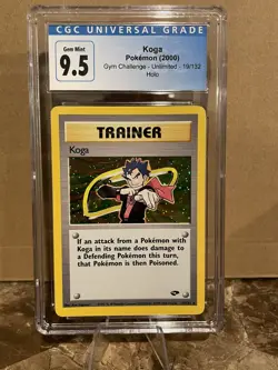 Pokemon Koga Gym Challenge 1st Edition 19/132 Holo CGC 10 GEM MINT - Image 1