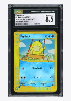 Pokemon CGC 8.5 Psyduck Reverse Holo 2003 104/147 Aquapolis English - Image 1