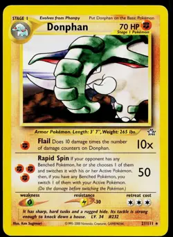 2000 Pokemon Gaming Neo Genesis Donphan #21/111 - Image 1