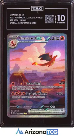 Pokemon 2023 Charizard ex 199/165 SIR Scarlet & Violet 151 GEM MINT TAG 10 - Image 1