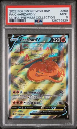 2022 POKEMON SWSH BLACK STAR PROMO #260 FULL ART/CHARIZARD V PSA 9 - Image 1