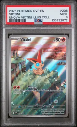 2025 POKEMON SVP EN-SV BLACK STAR PROMO #208 VICTINI PSA 9 - Image 1