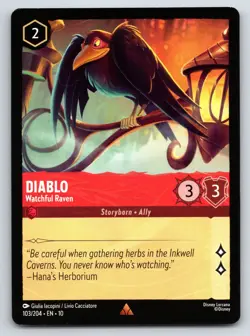 Disney Lorcana Diablo Watchful Raven Whispers in the Well Rare #103/204 NM - Image 1