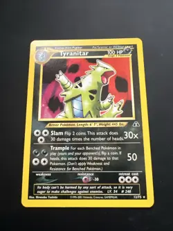 Pokemon TCG Tyranitar Neo Discovery Holo Unlimited Rare Card 12/75 - Image 1