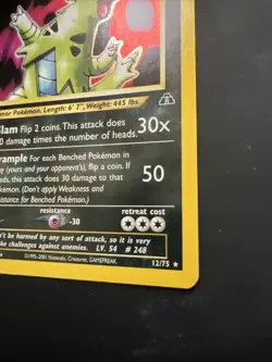 Pokemon TCG Tyranitar Neo Discovery Holo Unlimited Rare Card 12/75 - Image 3