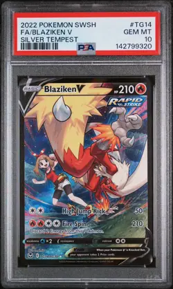 PSA 10 GEM MT Blaziken V TG14/TG30 Silver Tempest Pokemon Card - Image 1