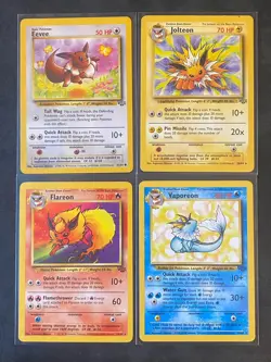 Pokemon TCG Eeveelutions card lot (4 cards) Wotc Eeevee Jolteon Flareon Vaporeon - Image 1