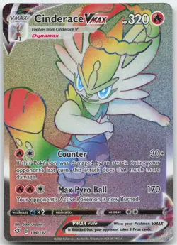 Cinderace VMAX 194/192 SWSH02: Rebel Clash Pokemon Card NM - Image 1