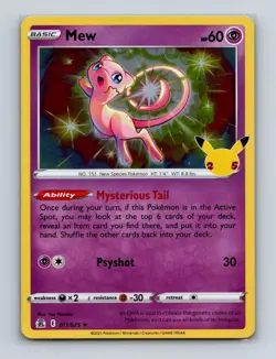 Mew 011 2021 Pokemon Celebrations 25th Anniversary Holo Rare Card NM - Image 1