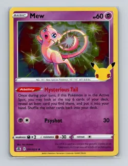 Mew 011 2021 Pokemon Celebrations 25th Anniversary Holo Rare Card LP (b) - Image 1