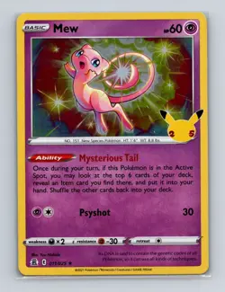 Mew 011 2021 Pokemon Celebrations 25th Anniversary Holo Rare Card LP (c) - Image 1