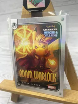 Pikachu as Adam Warlock Holo Marvel Heroes & Villains Non-Pokemon Fan Art Card - Image 3