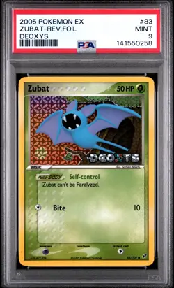 2005 Pokemon EX Deoxys # 83 Zubat Reverse Foil PSA 9 Card MINT Card NEW CERT! - Image 1
