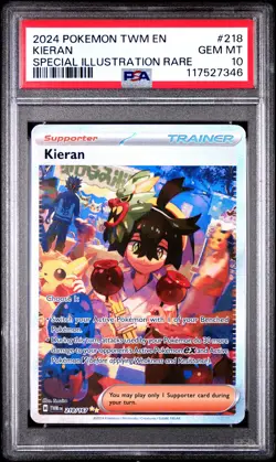 2024 Pokemon Twilight Masquerade #218 Kieran Special Illustration Rare PSA 10 - Image 1