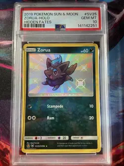 Pokemon TCG Zorua SV25/SV94 Shiny Holo Rare Hidden Fates PSA 10 - Image 1