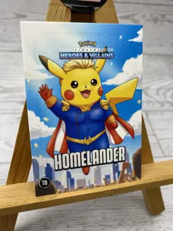 Pikachu as Homelander Rare Textured Foil Heroes & Villains non- Pokemon fan art - Image 2