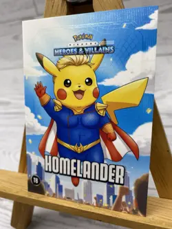 Pikachu as Homelander Rare Textured Foil Heroes & Villains non- Pokemon fan art - Image 3
