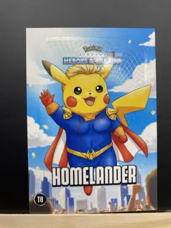 Pikachu as Homelander Rare Textured Foil Heroes & Villains non- Pokemon fan art - Image 5