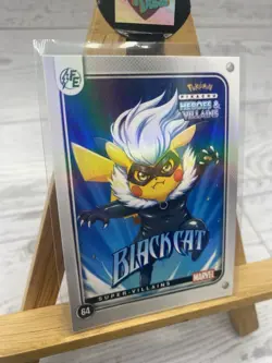 Pikachu as Black Cat Holo Marvel Heroes & Villains (Non-Pokemon Fan Art) - Image 2