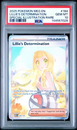 2025 POKEMON MEG EN-MEGA EVOLUTION #184 LILLIE'S DETERMINATION PSA 10 - Image 1