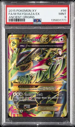 2015 POKEMON XY ANCIENT ORIGINS #98 FULL ART/M RAYQUAZA EX PSA 9 - Image 1