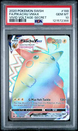 2020 POKEMON SWORD & SHIELD VIVID VOLTAGE #188 FA/PIKACHU VMAX PSA 10 - Image 1