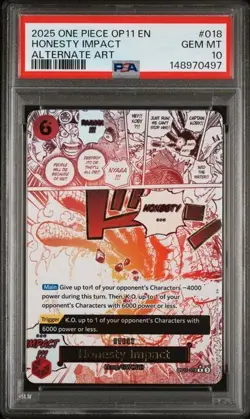 2025 ONE PIECE HONESTY IMPACT ALT ART OP11-A FIST OF DIVINE SPEED 018 PSA 10 - Image 1
