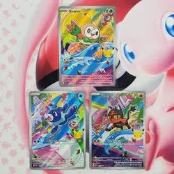 Rowlett 043 + Litten 044 + Popplio 045 - First Partner Pokemon Cards #L406 - Image 1