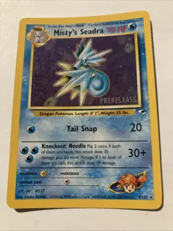 Misty's Seadra PRERELEASE Gym Heroes - Holo Rare 9/132 WOTC Card NM Pokemon TCG - Image 1
