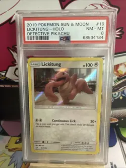 Pokemon Card PSA 8 Sun And Moon Lickitung Holo Detective Pikachu Low Pop 48 - Image 1