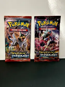 2x Pokemon TCG BREAKthrough Factory Sealed Booster Packs Mega Mewtwo Houndoom - Image 1