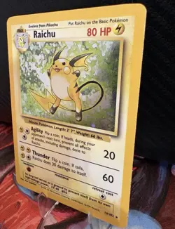 Pokemon Raichu 14/102 Base Set Holo Rare LP WOTC Vintage - Image 2