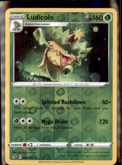 Pokemon Ludicolo 009/192 Rebel Clash Reverse Holo Rare - Image 1