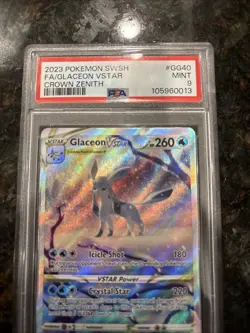 2023 POKEMON SWORD & SHIELD CROWN ZENITH #GG40 FULL ART/GLACEON VSTAR PSA 9 - Image 2