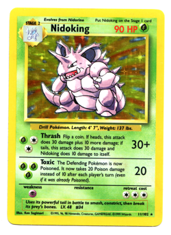 Pokemon Nidoking 11/102 Base Set Holo Rare English LP / Light Play - Image 1