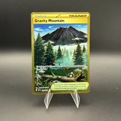 Pokemon TCG Gravity Mountain Trainer Stadium SV08 Secret Rare Holo 250/191 - Image 1