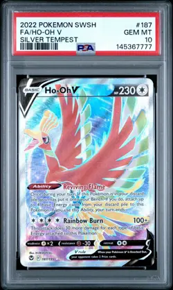 2022 POKEMON SWORD & SHIELD SILVER TEMPEST #187 FULL ART/HO-OH V PSA 10 - Image 1