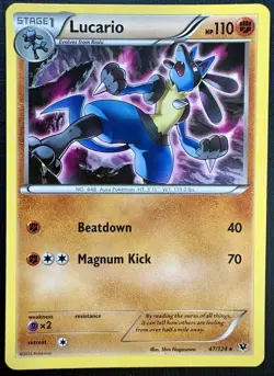 Lucario 47/124 - Fates Collide - Rare - 2016 Vintage Pokemon TCG English - Image 1