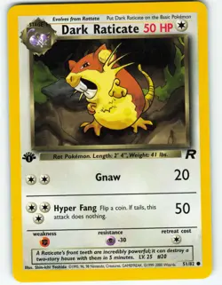 Dark Raticate - 1st Edition - 51/82 Team Rocket - WOTC - Pokemon TCG - 2000 - Image 1